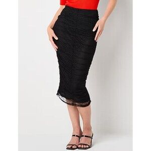 Bold Elements Womens Size Large Midi A-Line Skirt Black Polka-Dot Mesh NEW